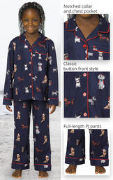 Christmas Dogs Girls Pajamas - Navy Blue image number 3