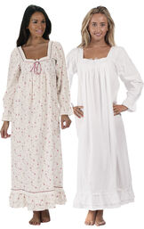 Models wearing Martha Nightgown - Vintage Rose and Martha Nightgown - White image number 0