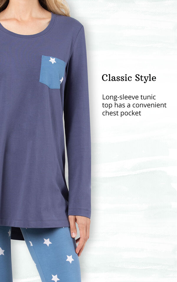 Classic Style - Long-sleeve tunic top has a convenient chest pocket image number 3