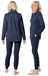 Convertible Sleeve Shirt and Jogger Cooling Pajama Set image number 2
