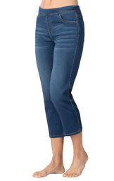 Model wearing PajamaJeans Capris - Vintage Wash image number 2