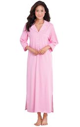 Model wearing Pink Pin Dot Gown for Women image number 0