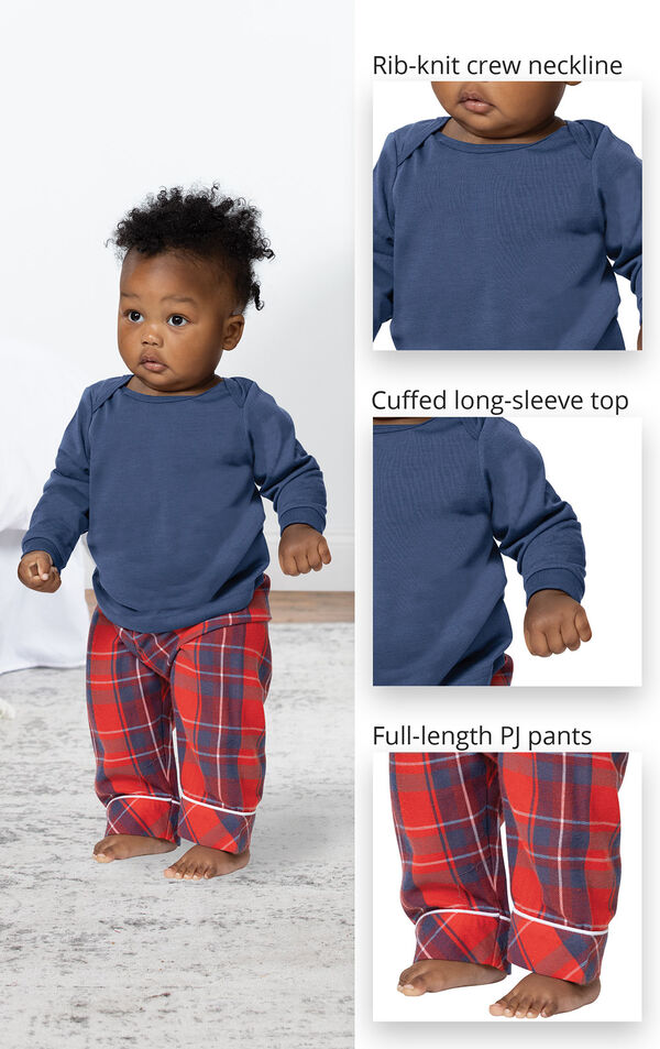 Americana Plaid Hoodie Infant Pajamas image number 3