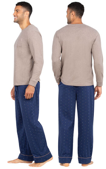 Men's Pullover Pajamas - Brown & Navy