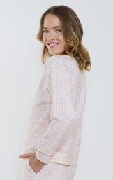 Gingham French Terry Crew - Peach image number 2