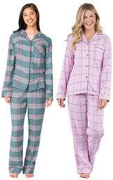 Teal & Pink Plaid World's Softest Flannel Boyfriend PJs Gift Set image number 0