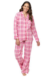Women's Bright Plaid Boyfriend Flannel Pajamas image number 0