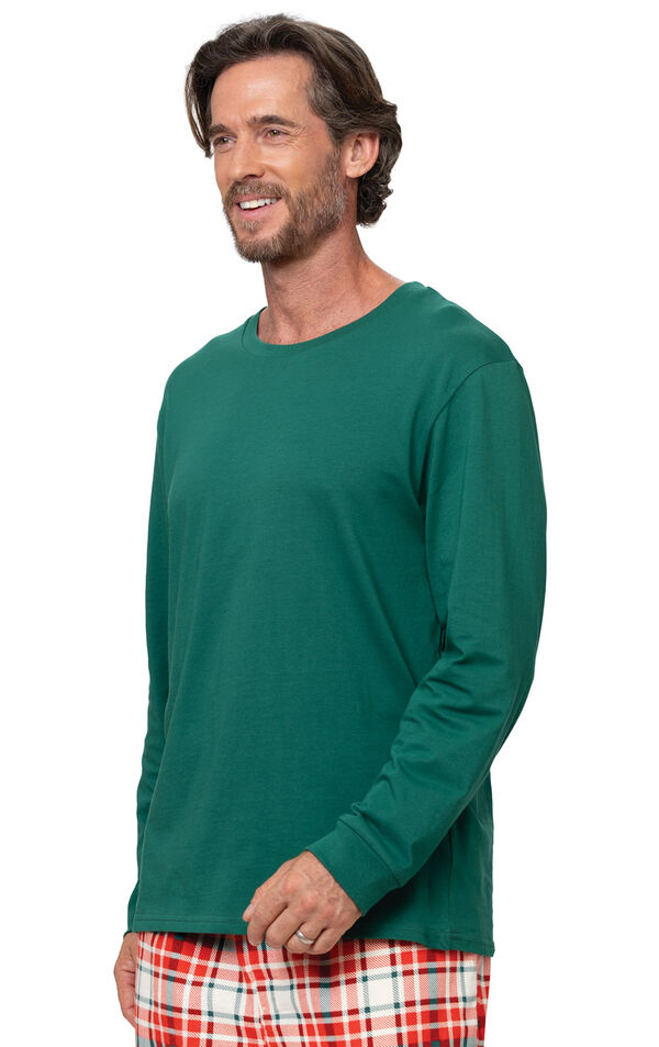 Modern Plaid Pullover Mens Pajamas - Evergreen image number 2