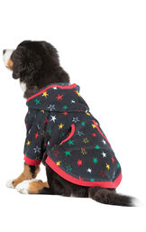 Model wearing Hoodie-Footie - Black Fleece with Stars - Pet image number 0