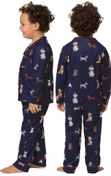 Christmas Dogs Boys Pajamas - Navy Blue image number 1