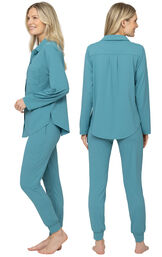 Convertible Sleeve Shirt and Jogger Cooling Pajama Set image number 1