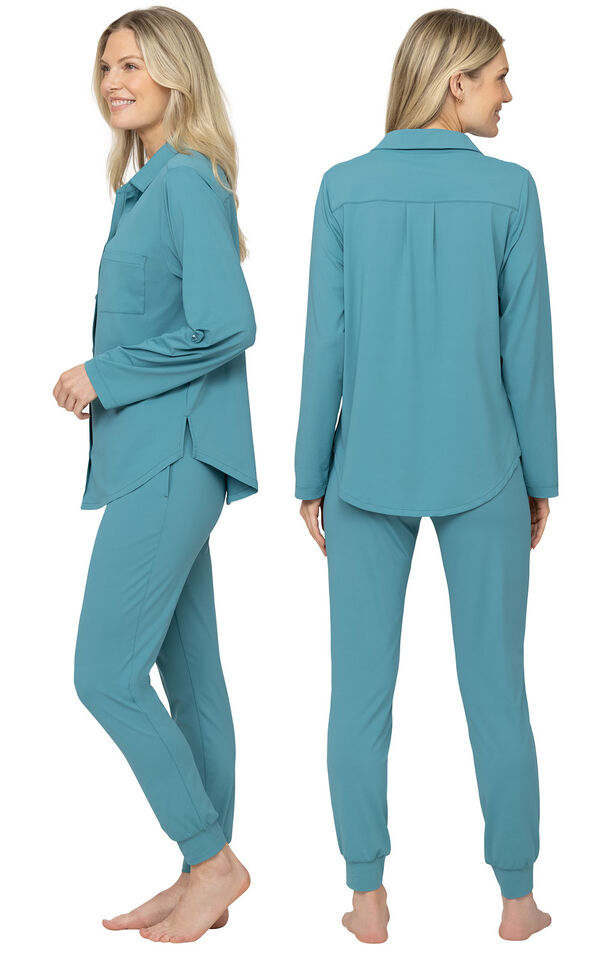 Breezy Jade Button-Front and Jogger PJ Set Powered By brrrº image number 1
