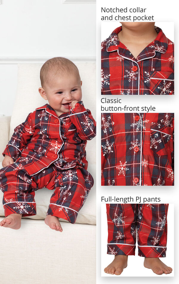 Americana Plaid Snowflake Infant Pajamas image number 2