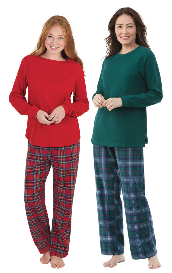 Holiday Plaid Thermal-Top Pajama Gift Set - Tall image number 0