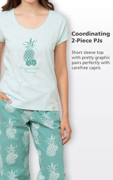 Coordinating 2-Piece PJs - Short sleeve top with pretty graphic pairs perfectly with carefree capris image number 3
