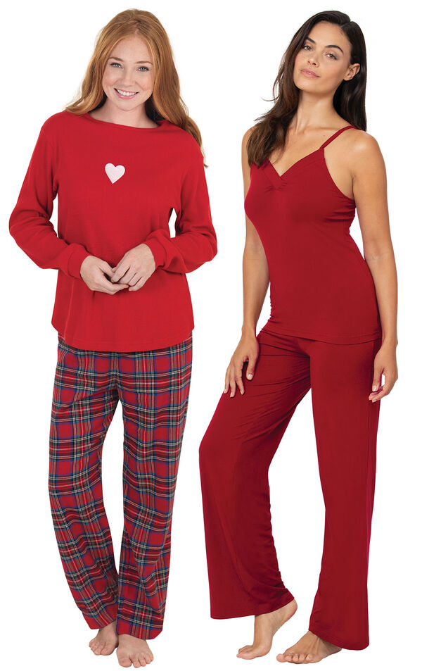 Valentine's Day Plaid PJs and Red Naturally Nude Cami PJs image number 0