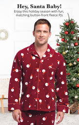Santa Fleece Men's Pajamas image number 2