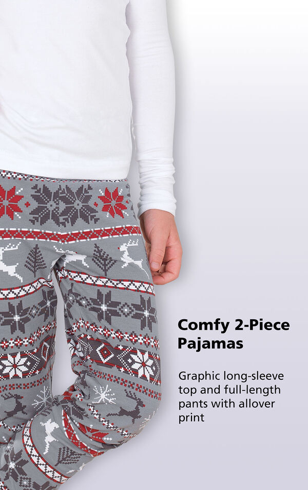 Comfy 2-Piece Pajamas. Graphic long-sleeve top and full-length pants with allover print image number 2