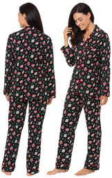 Model wearing Ornament Boyfriend Pajamas, facing away from the camera and then facing to the side image number 1