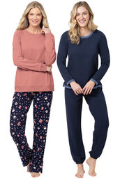 Mugs & Kisses Soft French Terry & Flannel PJs & Navy World's Softest Jogger PJs image number 0