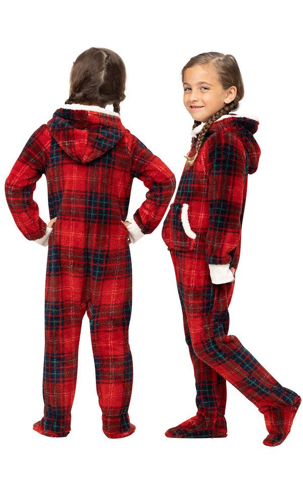 Cozy Holiday Hoodie-Footie Girls Pajamas image number 2