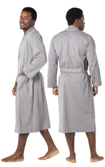 Charcoal Stripe Jersey Long Robe