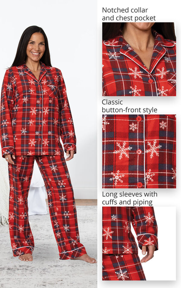 Americana Plaid Snowflake Women's Pajamas image number 3