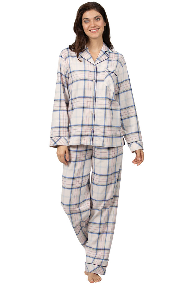 Pink Plaid Button-Front PJ for Women image number 0