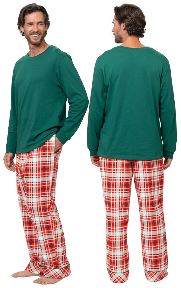 Modern Plaid Pullover Mens Pajamas - Evergreen image number 1
