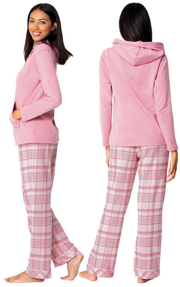 Glitzy Pink Plaid Hooded Pajamas image number 1
