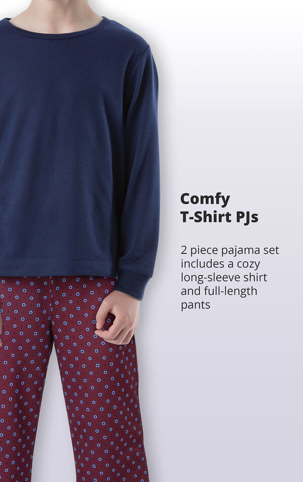 2 piece pajama set includes a cozy and long-sleeve shirt and full-length pants image number 3