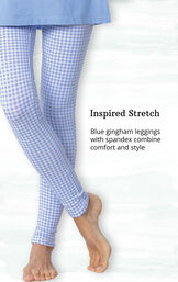 Inspired Stretch - blue gingham leggings with spandex combine comfort and style image number 3