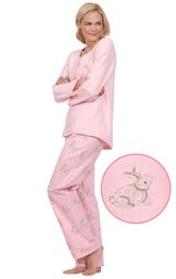 Model wearing Pink Snuggle Bunny Print PJ for Women image number 0