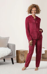 Tempting Touch Zip-Front Hoodie Pajamas - Red image number 1