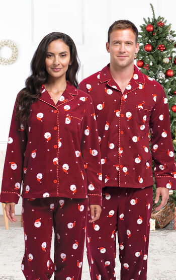 Santa Fleece His & Hers Matching Pajamas