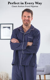 Classic Stripe Men's Pajamas - Navy image number 1