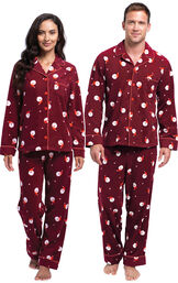 Santa Fleece His & Hers Matching Pajamas image number 0