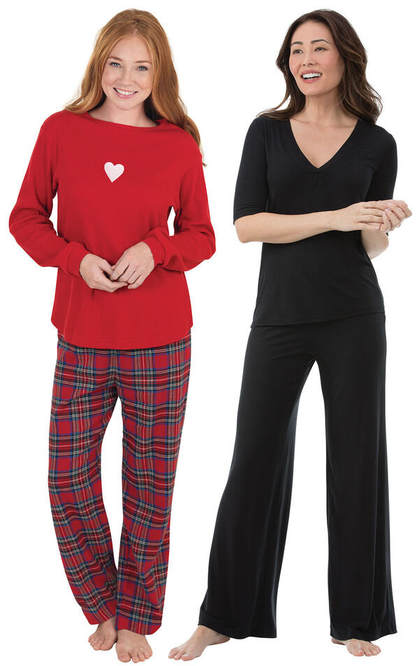 Valentine's Day Plaid PJs and Black Naturally Nude PJs image number 0