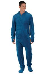 Model wearing Hoodie-Footie - Blue Fleece for Men image number 0