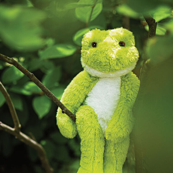 15" Buddy Frog - Plush green slim frog sitting in a jungle setting image number 6