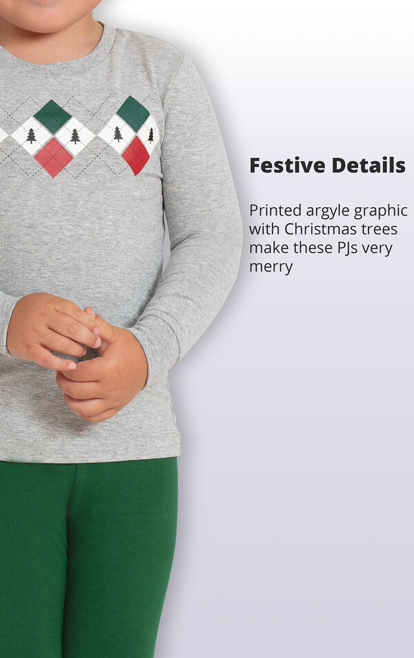 Printed argyle graphic with Christmas trees make these PJs very merry image number 3