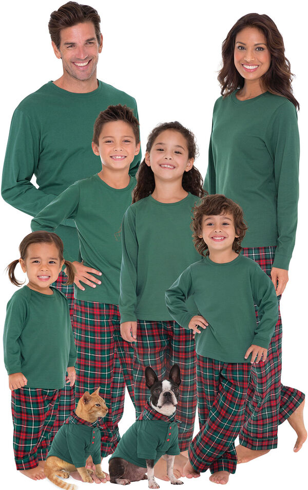 Red & Green Plaid Cotton Flannel Christmas Matching Family Pajamas image number 0