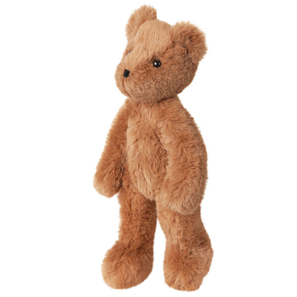 15" Buddy Bear - Side view of slim honey color bear with brown eyes
