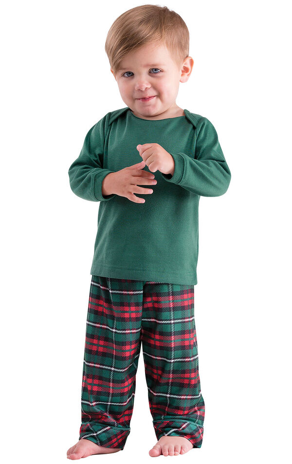 Red & Green Plaid Cotton Flannel Christmas Infant Pajamas image number 0