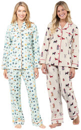 Snow Globe & Christmas Dogs Button-Front PJ Bundle image number 0