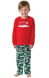 Model wearing Red and Green Night Before Christmas PJ for Toddlers image number 0