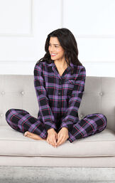 Women's Bright Plaid Boyfriend Flannel Pajamas image number 1