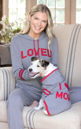 I Love Mom & Loved Matching Pet & Owner PJs image number 1