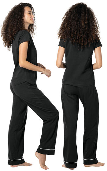 Solid Jersey Short Sleeve Pajamas - Black