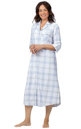 Blue Plaid Gown for Women image number 0